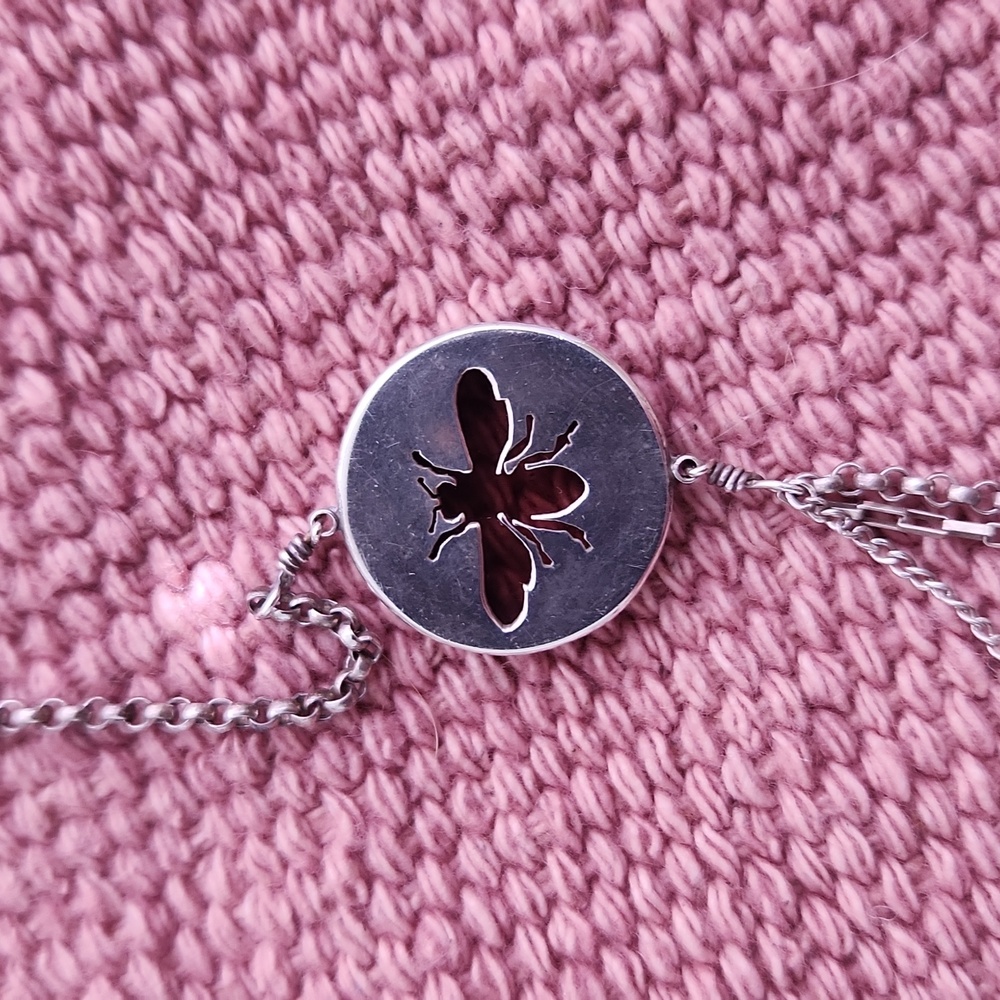 Smallthings Silver Bee Flower Double Pendant Neck… - image 3
